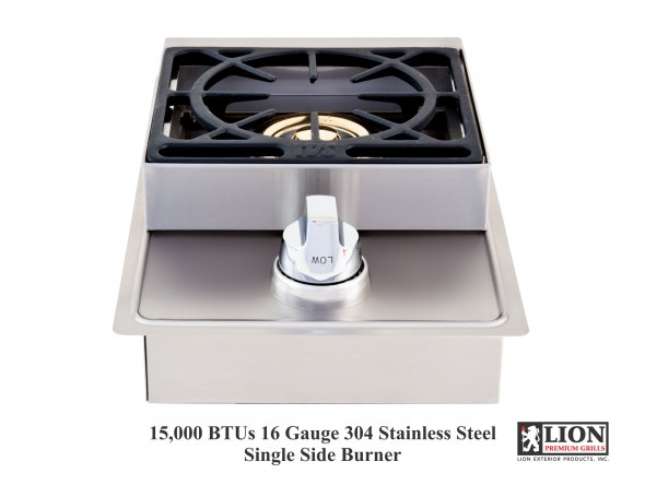 Lion Premium Outdoor Grill Kitchen Package#2 | 32 inch Propane Grill Set | Single Side Burner, Door/Drawer Combo, Mini Fridge, Bar Sink, Ceramic Heat