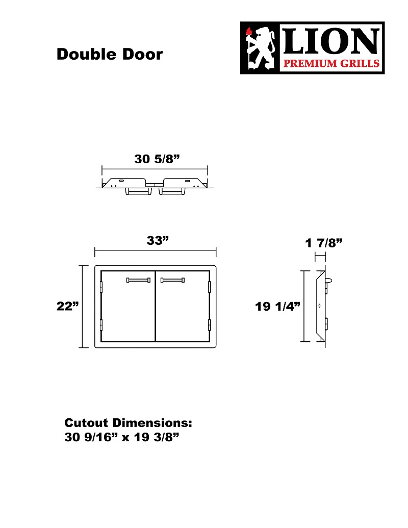 Lion 33-Inch Access Door & Double Drawer Combo with Towel Rack